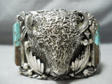 Crazy Buffalo Huge Native American Navajo Turquoise Sterling Silver Bracelet- 210 Grams!-Nativo Arts