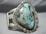 Opulent Vintage Native American Navajo Blue Thunder Turquoise Sterling Silver Bracelet Old-Nativo Arts