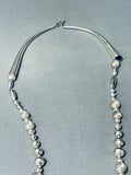 Rare Longer Vintage Native American Navajo Sterling Silver Bead And Long Cone Necklace-Nativo Arts