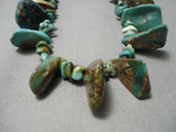 Stunning Vintage Native American Navajo Teardrop Royston Turquoise Sterling Silver Necklace-Nativo Arts