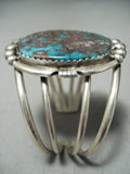 Rena Charley Vintage Signed Native American Navajo Turquoise Sterling Silver Bracelet-Nativo Arts
