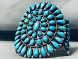 One Of The Best Ever Vintage Native American Navajo Turquoise Cluster Sterling Silver Bracelet-Nativo Arts