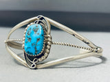 Interesting Vintage Native American Navajo Sleeping Beauty Turquoise Sterling Silver Bracelet-Nativo Arts