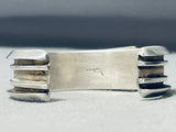 Native American Zuni Picasso Style Vintage Turquoise Inlay Sterling Silver Bracelet-Nativo Arts