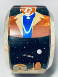One Of The Best Ever Native American Navajo Turquoise Inlay Sterling Silver Bracelet-Nativo Arts
