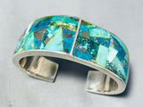 Native American Rare Aqua Turquoise Southwestern Thick Sterling Silver Bracelet Cuff-Nativo Arts