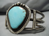 Superior Vintage Native American Navajo Sky Blue Turquoise Sterling Silver Bracelet-Nativo Arts