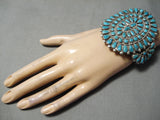 Incredible Vintage Native American Navajo Turquoise Cluster Sterling Silver Bracelet-Nativo Arts