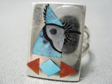 Striking Blue Jay Turquoise Zuni Native American Sterling Silver Ring-Nativo Arts