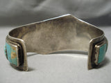 One Of The Best Vintage Native American Navajo Turquoise Sterling Silver Inlay Bracelet Old-Nativo Arts