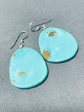 Native American Beautiful Santo Domingo Royston Turquoise Sterling Silver Earrings-Nativo Arts