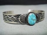 Superb Vintage Native American Navajo Carico Lake Turquoise Sterling Silver Bracelet-Nativo Arts