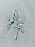 Native American Twirling Swirling Vintage Cochiti Turquoise Sterling Silver Earrings Old-Nativo Arts