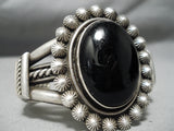 Important Jeanette Dale Vintage Native American Navajo Black Onyx Sterling Silver Bracelet-Nativo Arts