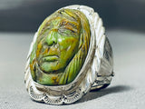 Native American Opulent Hand Carved Royston Turquoise Sterling Silver Ring-Nativo Arts