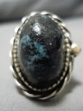One Of The Best Vintage Native American Navajo Lander Blue Turquoise Sterling Silver Ring-Nativo Arts