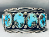 Heavy Sturdy Mens Vintage Native American Navajo Turquoise Sterling Silver Bracelet-Nativo Arts