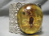Museum Scorpion Amber Native American Sterling Silver Stamped Bracelet-Nativo Arts