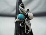 Fascinating Vintage Native American Navajo Turquoise Agate Sterling Silver Ring-Nativo Arts