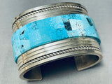 167 Gram Mind Boggling Vintage Native American Navajo Inlay Turquoise Sterling Silver Bracelet-Nativo Arts