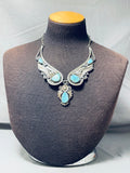 One Of The Most Ornate Vintage Native American Navajo Turquoise Sterling Silver Necklace-Nativo Arts