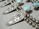Carico Lake Turquoise Native American Sterling Silver Squash Blossom Necklace-Nativo Arts