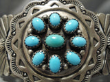 Rare Vintage Native American Navajo Satellite Turquoise Sterling Silver Bracelet-Nativo Arts