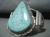 Spectacular Native American Navajo Signed Tight Spiderweb Turquoise Sterling Silver Bracelet-Nativo Arts