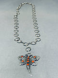 One Of The Most Unique Ever Vintage Native American Navajo Coral Sterling Silver Necklace-Nativo Arts