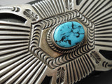 Detailed Towering Vintage Native American Navajo Blue Turquoise Sterling Silver Ketoh Bracelet-Nativo Arts