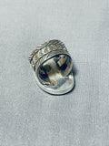 Magnificent J. Tsosie Signed Native American Navajo Kingman Turquoise Sterling Silver Ring-Nativo Arts