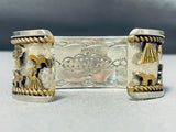 Dynamic Native American Navajo Sterling Silver & 12k Gold Storyteller Bracelet Signed-Nativo Arts