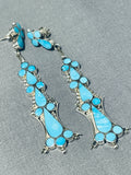 Fabulous Native American Zuni Turquoise Sterling Silver Dangle Earrings-Nativo Arts