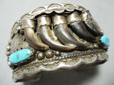 One Of The Most Unique Vintage Native American Navajo Bear Turquoise Sterling Silver Bracelet-Nativo Arts