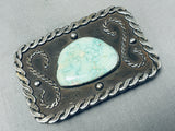 Heavy Best Carico Lake Turquoise Vintage Native American Navajo Sterling Silver Buckle-Nativo Arts