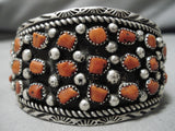 Opulent Vintage Navajo Coral Sterling Silver Native American Bracelet Old-Nativo Arts