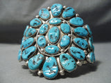 Important Vintage Native American Navajo Sleeping Beauty Turquoise Sterling Silver Bracelet Old-Nativo Arts