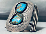 Best Vintage Native American Navajo Morenci Turquoise Sterling Silver 2 Stone Bracelet-Nativo Arts