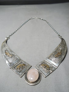 Stunning Vintage Native American Navajo Rhodolyte 12k Gold Sterling Silver Necklace-Nativo Arts