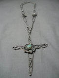 Marvelous Vintage Native American Navajo Cross Pendant Sterling Silver Turquoise Necklace-Nativo Arts