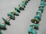 Chunky Old Royston Turquoise Vintage Navajo Native American Heishi Necklace-Nativo Arts