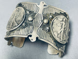 One Of The Most Unique Native American Thunderbord Sterling Silver Coin Bracelet-Nativo Arts