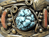 Rare Vintage Native American Navajo Justin Morris Spiderweb Turquoise Sterling Silver Bracelet-Nativo Arts