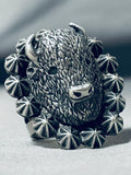 Unique San Felipe Sterling Silver Buffalo Huge Ring-Nativo Arts
