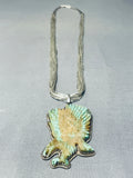 Huge Swooping Eagle Vintage Native American Navajo Royston Turquoise Sterling Silver Necklace-Nativo Arts