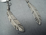 Exceptional Vintage Navajo Sterling Silver Eagle Earrings Old Native American-Nativo Arts