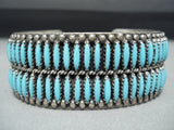 Intricate Vintage Native American Navajo Needle Turquoise Sterling Silver Bracelet-Nativo Arts