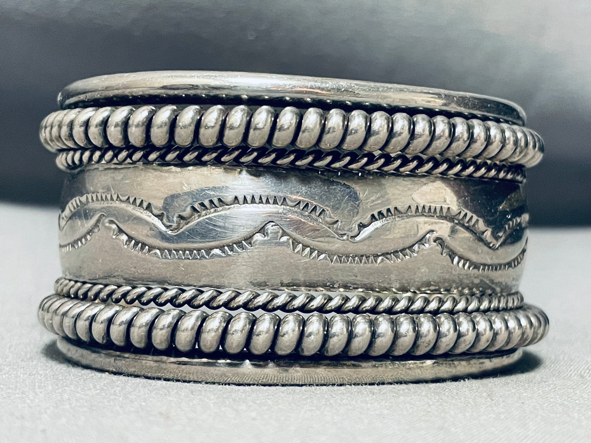 Vintage 60s Sterling Silver Navajo Style Bangle Cuff Bracelet online Set of 3 | Navajo Indian, Unisex Jewelry | 1960s Sterling Bohemian Bracelets