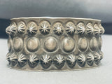 World Of Buttons Native American Navajo Sterling Silver Bracelet Cuff-Nativo Arts