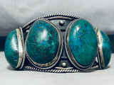 175 Gram Best Chrysocolla Sterling Silver Vintage Native American Navajo Bracelet-Nativo Arts